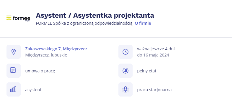 Oferta pracy: Asystent lub Asystentka projektanta